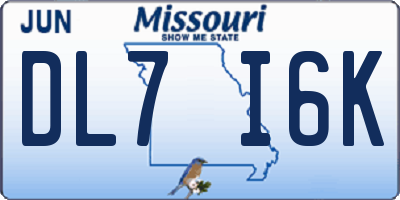MO license plate DL7I6K