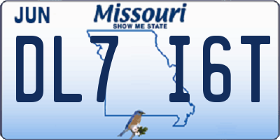 MO license plate DL7I6T