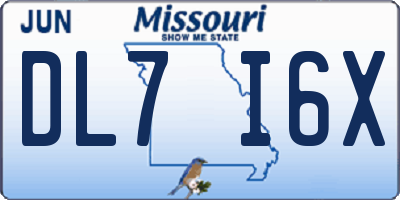 MO license plate DL7I6X