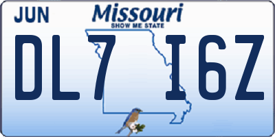 MO license plate DL7I6Z