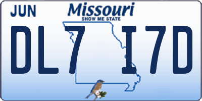 MO license plate DL7I7D