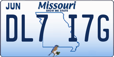 MO license plate DL7I7G