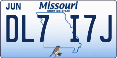 MO license plate DL7I7J