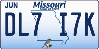 MO license plate DL7I7K