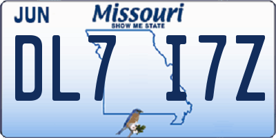 MO license plate DL7I7Z