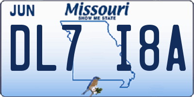 MO license plate DL7I8A