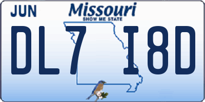 MO license plate DL7I8D