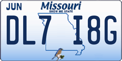 MO license plate DL7I8G