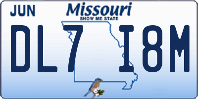 MO license plate DL7I8M