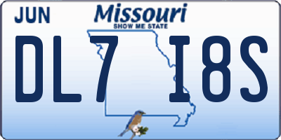 MO license plate DL7I8S