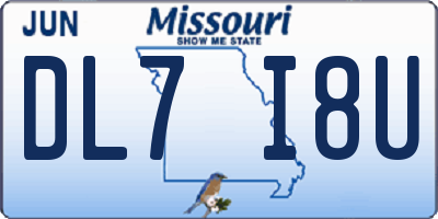 MO license plate DL7I8U
