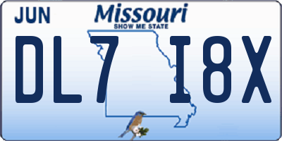 MO license plate DL7I8X