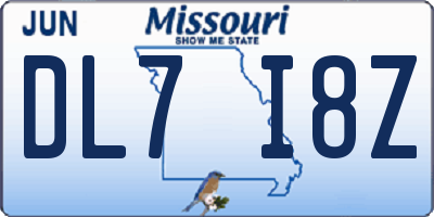 MO license plate DL7I8Z
