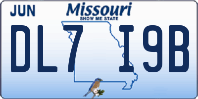 MO license plate DL7I9B