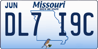 MO license plate DL7I9C
