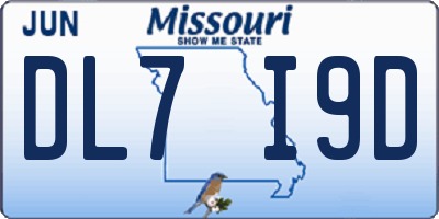 MO license plate DL7I9D