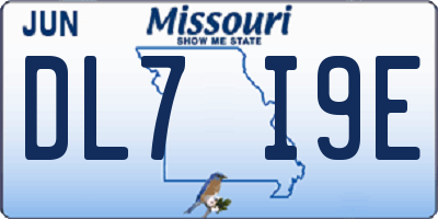 MO license plate DL7I9E