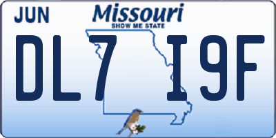 MO license plate DL7I9F