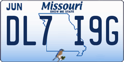 MO license plate DL7I9G