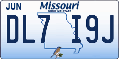 MO license plate DL7I9J