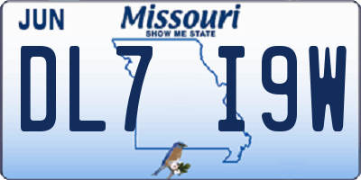 MO license plate DL7I9W