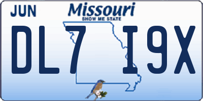 MO license plate DL7I9X
