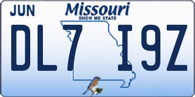 MO license plate DL7I9Z