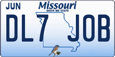 MO license plate DL7J0B