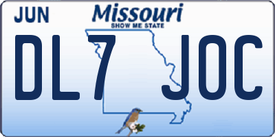 MO license plate DL7J0C