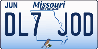 MO license plate DL7J0D