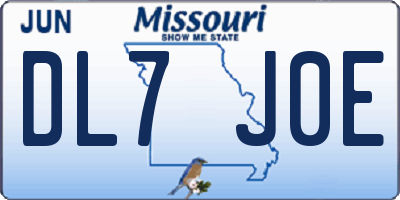 MO license plate DL7J0E