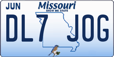 MO license plate DL7J0G