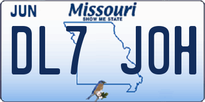 MO license plate DL7J0H