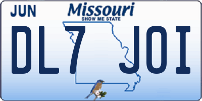 MO license plate DL7J0I