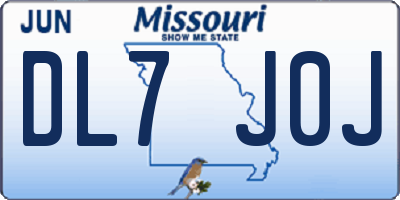 MO license plate DL7J0J