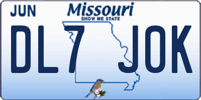 MO license plate DL7J0K