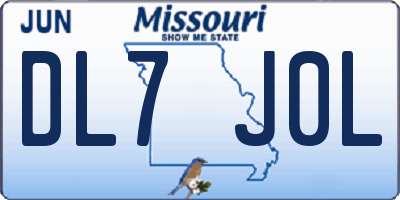 MO license plate DL7J0L