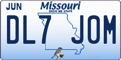 MO license plate DL7J0M