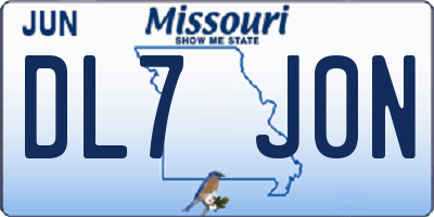 MO license plate DL7J0N