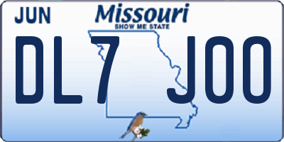 MO license plate DL7J0O
