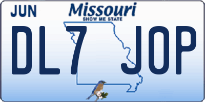 MO license plate DL7J0P