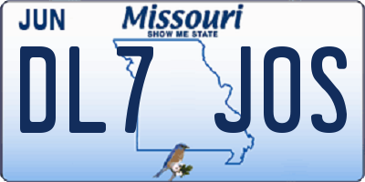 MO license plate DL7J0S