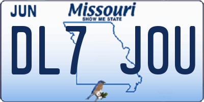 MO license plate DL7J0U