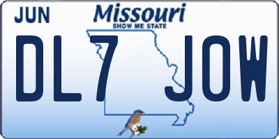 MO license plate DL7J0W