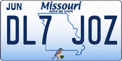 MO license plate DL7J0Z