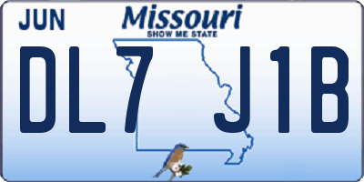 MO license plate DL7J1B