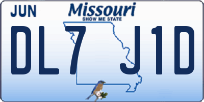 MO license plate DL7J1D