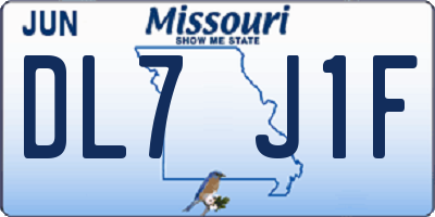 MO license plate DL7J1F
