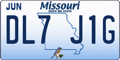 MO license plate DL7J1G