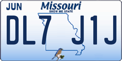 MO license plate DL7J1J